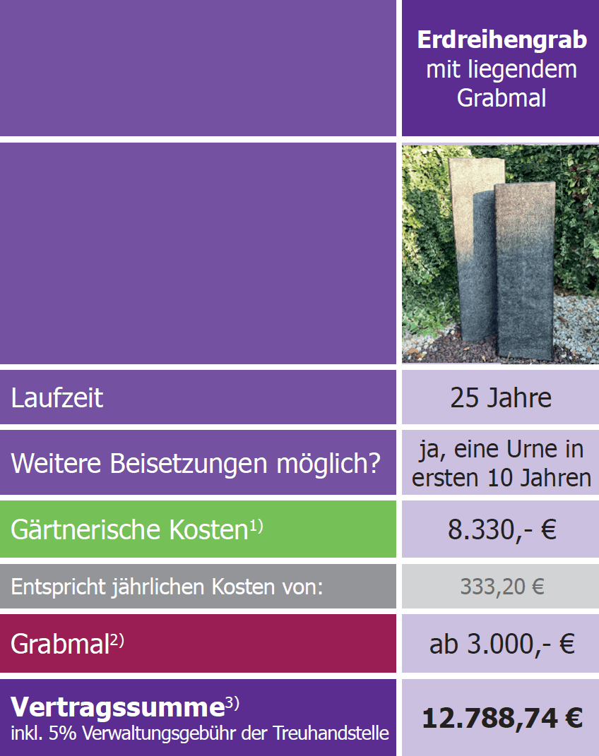 Erdreihengrab Kosten